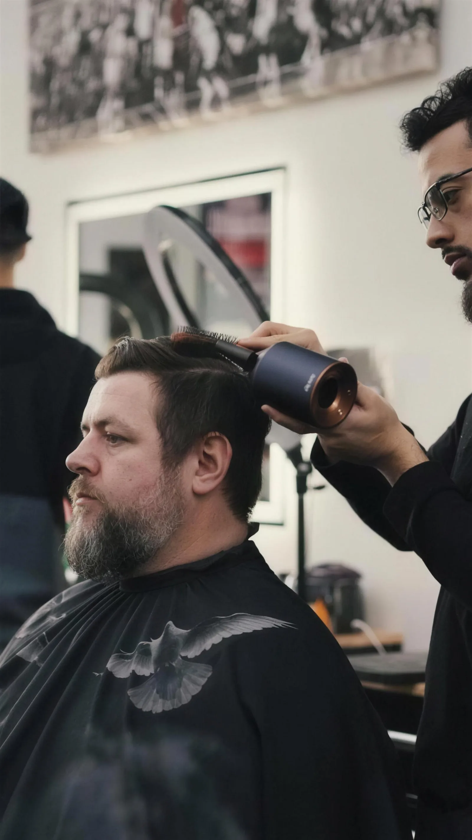 Beard shaping in progress